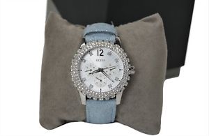 【送料無料】guess ladies dazzler watch w0336l7 blue strap with gemstone surround