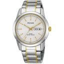 yzpulsar mens analogue two tone goldsilver bracelet watch day date display pj6023