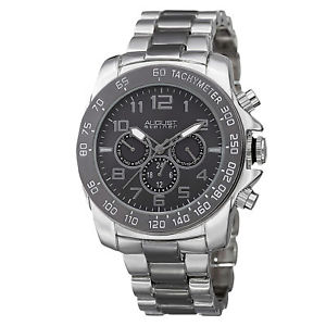【送料無料】mens august steiner as8095ttb quartz two time zone date steel bracelet watch