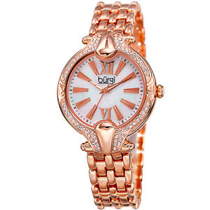 【送料無料】womens burgi bur163rg swarovski crystal bezel mother of pearl bracelet watch