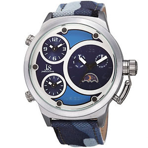 【送料無料】mens joshua amp; sons jx131bu triple time zone moon phase quartz camouflage watch