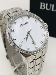 【送料無料】bulova womens 96m144 stainless 36mm swarovski crystal watch