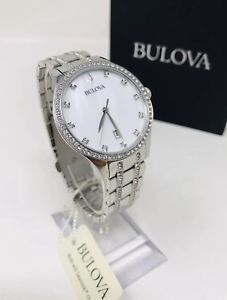 【送料無料】bulova womens 96m144 stainless 36mm swarovski crystal watch