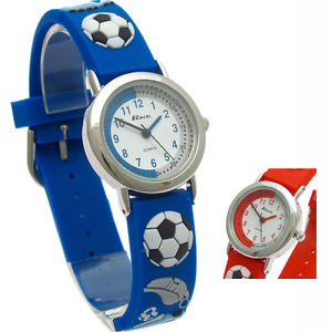 【送料無料】ravel kids childs soccer design watch 3d silicone strap football blue or red