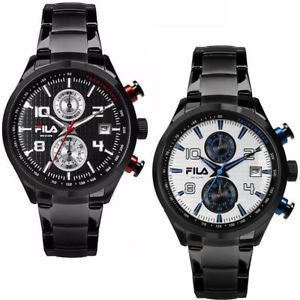 【送料無料】orologio cronografo uomo fila 38008 cassa in acciaio pvd nero datario silver