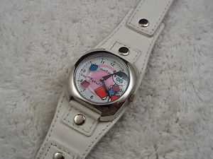 【送料無料】david amp; goli white leather buy me stuff silvertone watch a35