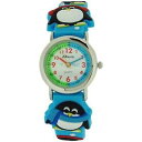 【送料無料】ravel time teacher kids boys 3d penguin blue rubber strap watch r151372(2)