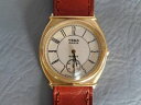 【送料無料】yema petite seconde montre bracelet cuir marron pl or tonneau femme woman watch