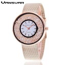 【送料無料】vansvar stainless steel quartz watch for women decorated with crystals