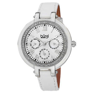 【送料無料】 womens burgi bur085ssw multifunction crystal bezel white leather strap wat 【送料無料】 womens burgi bur085ssw multifunction crystal bezel white leather strap wat