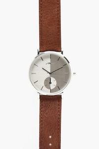 【送料無料】boohoo mens slim silver watch with tan strap in tan size one size 【送料無料】boohoo mens slim silver watch with tan strap in tan size one size