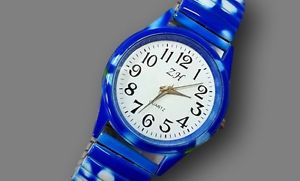 【送料無料】ds orologio polso bracciale ragazzo ragazza moda elastico fantasia fiori blu lac 【送料無料】ds orologio polso bracciale ragazzo ragazza moda elastico fantasia fiori blu lac