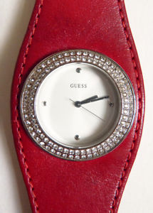 【送料無料】belle montre de femme guess quartz bracelet cuir elle fonctionne watch