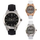 【送料無料】orologio donna liu jo luxury paris vera pelle nero bianco ros swarovski(2)