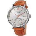 yz mens akribos xxiv ak845ssbr silvertone retrograde gmt leather strap watch