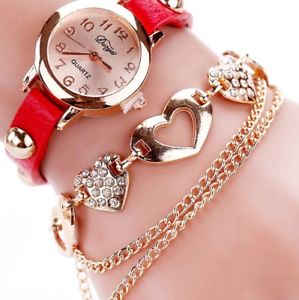 【送料無料】women fashion watches luxury rose gold heart red leather wristwatches bracelet 【送料無料】women fashion watches luxury rose gold heart red leather wristwatches bracelet
