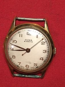 ̵montre vintage olma bimatic 33mm plaqu or