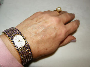 【送料無料】bracelet cuff watch glittering pink austrian crystal easy on side hinge 【送料無料】bracelet cuff watch glittering pink austrian crystal easy on side hinge