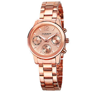 【送料無料】womens akribos xxiv ak709rg swiss multifunction rosetone stainless steel watch 【送料無料】womens akribos xxiv ak709rg swiss multifunction rosetone stainless steel watch