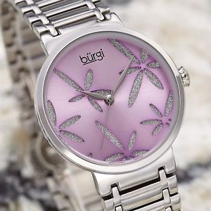【送料無料】womens burgi bur190sspu sparkle flower slver stainless steel bracelet watch