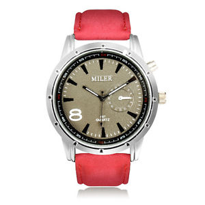 【送料無料】miler a87 sport round pu leather women men quartz wrist watch 【送料無料】miler a87 sport round pu leather women men quartz wrist watch
