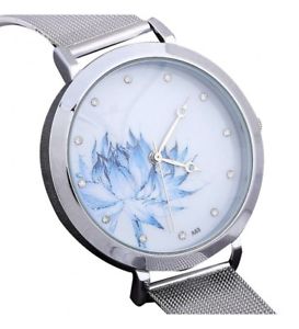 【送料無料】montre femme argent lotus bleu avec strass japa fashion jewelry