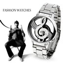 【送料無料】luxury fashion and casual music note notation watch stainless steel wristw...