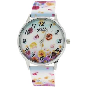 【送料無料】relda ladies analogue summer flowers silicone colourful strap watch rel100