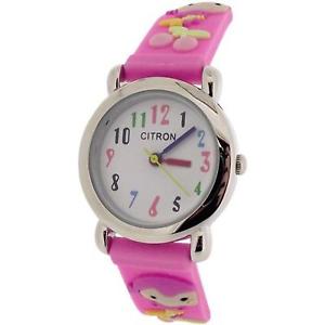 【送料無料】citron analogue kidsgirls little girl design pink silicone strap watch kid045