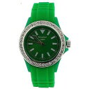 yzfahrenheit analogue ladies girls stone set bezel green silicone strap watch