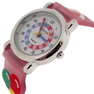 【送料無料】citron analogue kids time teacher balloon motif pink silicone strap watch kid013
