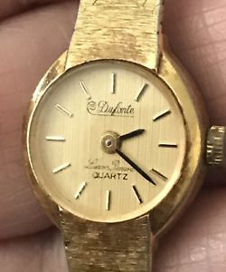 【送料無料】vintage dufonte lucien piccard ladies dress gold tone quartz watch