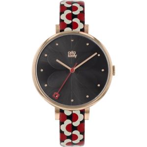 【送料無料】orla kiely ivy ladies leather strap watch ok2196