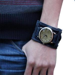 【送料無料】fashion watches brown analog big leather strap bracelet mens quartz wristwatch