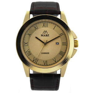 【送料無料】mabz mens browngold classic leather watch 【送料無料】mabz mens browngold classic leather watch