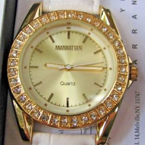 【送料無料】manhattan by croton ladies quartz watch with leather strap