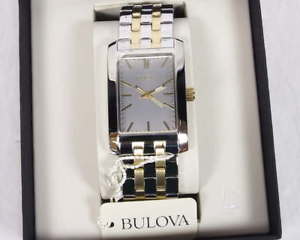 ̵bulova corporate classic 98a137 two tone plated mens analog watch wristwatch