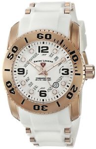 【送料無料】swiss legend mens rose gold steel case white strap quartz watch 10069rg02swht