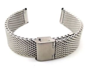 【送料無料】stainless steel watch strap shark mesh chainmail mens bracelet size 182022mm