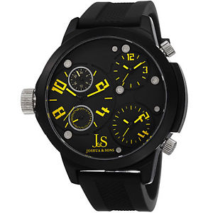 【送料無料】mens joshua amp; sons js40yl triple time zone military time date quartz watch