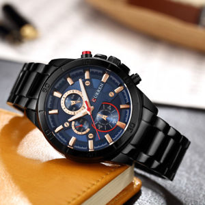 【送料無料】orologio da polso curren 8275 uomo analogico quarzo business nero blu lac