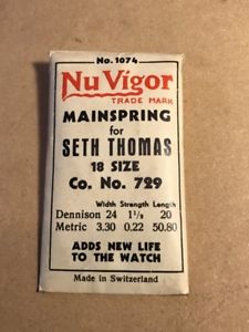 【送料無料】nuvigor mainspring for seth thomas 18s 729 steel