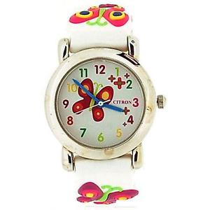 【送料無料】citron analogue girls kids butterflyflowers pink silicone strap watch kid87