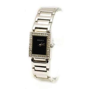 【送料無料】solo crystal design silver tone strap ladies fashion watch 3292792