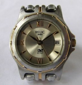 【送料無料】relic quartz date watch two tone bracelet