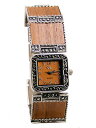 【送料無料】vianovawomens antique look wood veneerdark links analog quartz watch