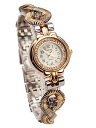 【送料無料】monduwomens goldsilver finish stones case links analog quartz watch(2)