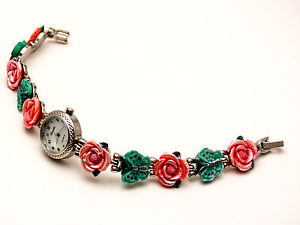 【送料無料】womens antique silver finish rosesbutterfly links case analog quartz watch 【送料無料】womens antique silver finish rosesbutterfly links case analog quartz watch