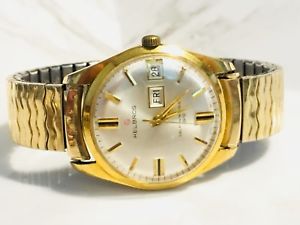 【送料無料】antique helbros self winding auto day date germany mens wrist watch vintage