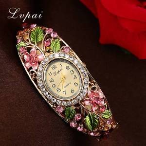 【送料無料】lvpai fashion gold watches bracelet watch women flower gemstone classic alloy